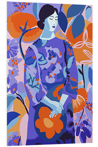 Foam board print Woman In Flower Garden