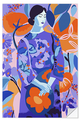 Sticker mural Woman In Flower Garden