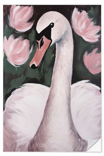 Selvklebende plakat Pretty Swan