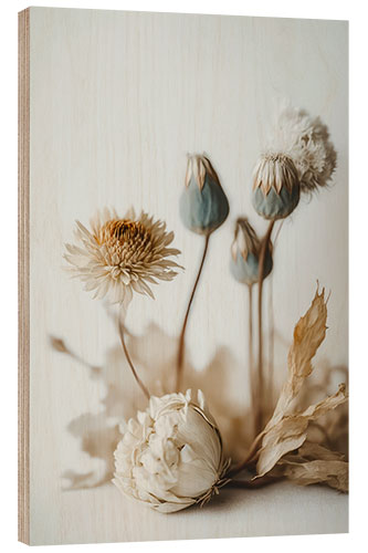 Wood print Dry Flowers Impression