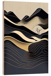 Wood print Minimal Waves Desert