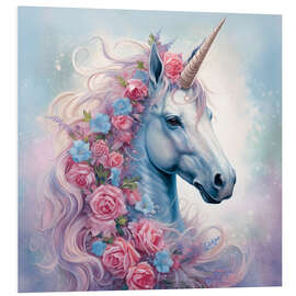 Foam board print Pretty Unicorn With Rose Mane