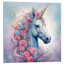 Tableau en plexi-alu Pretty Unicorn With Rose Mane