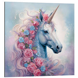 Magnettafel Hübsches Einhorn mit Rosenmähne