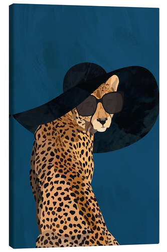 Canvas print Cheetah in a Hat and Sunglasses