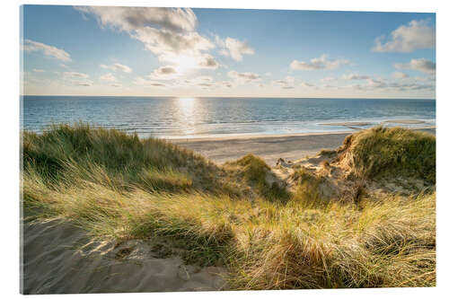 Acrylic print Dune Landscape at Sunset, North Sea Coast