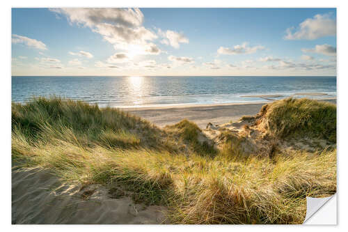 Wandsticker Dünenlandschaft bei Sonnenuntergang, Nordseeküste