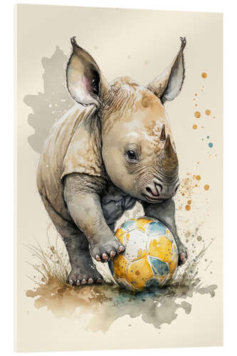 Akrylbilde Cute Soccer Player Rhino