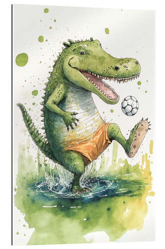 Tableau en plexi-alu Cute Footballer Crocodile