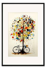 Gerahmter Kunstdruck Altes Fahrrad am Konfettibaum