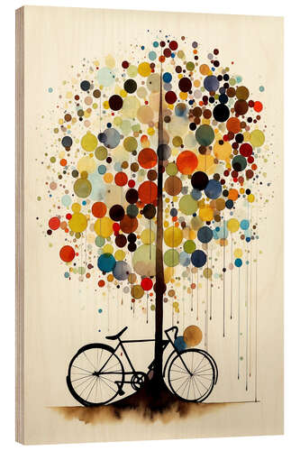 Stampa su legno Old Bike on the Confetti Tree