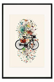 Gerahmter Kunstdruck Fahrrad auf buntem Konfetti
