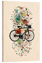 Wood print Bicycle on Colorful Confetti