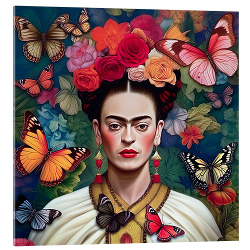 Akryylilasitaulu Frida Kahlo Butterfly Portrait