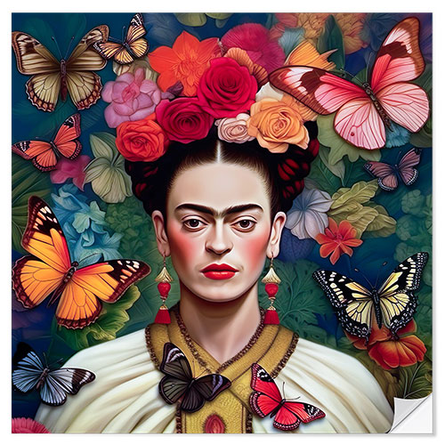 Wall sticker Frida Kahlo Butterfly Portrait