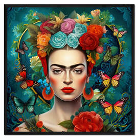 Gerahmter Kunstdruck Frida Kahlo Rosenporträt