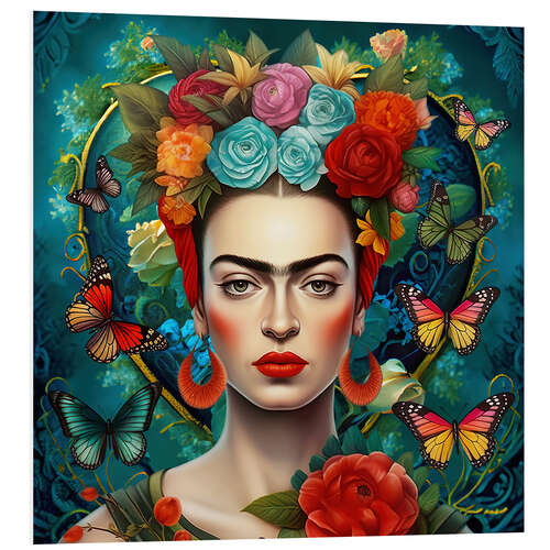 Quadro em PVC Frida Kahlo Rose Portrait