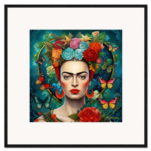 Plakat artystyczny premium w ramie Frida Kahlo Rose Portrait