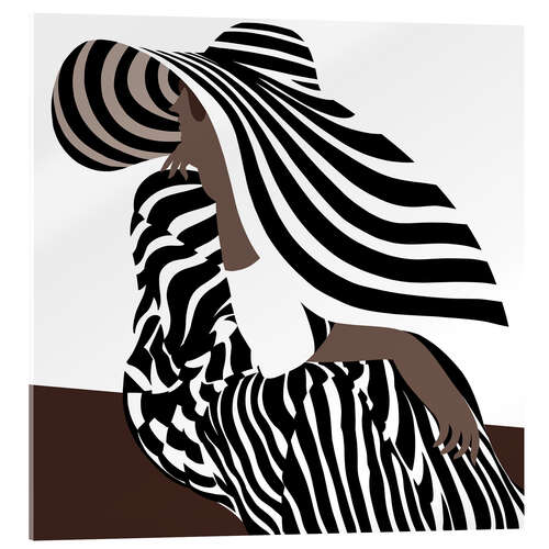 Acrylic print Woman in Black Striped Fashion