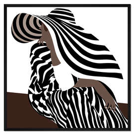 Gerahmter Kunstdruck Woman in Black Striped Fashion