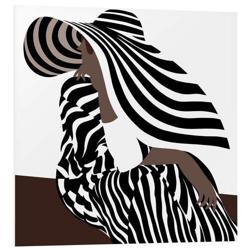 Foam board print Woman in Black Striped Fashion