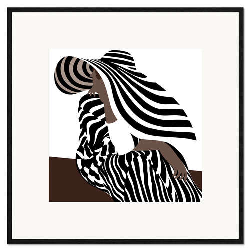 Framed art print Woman in Black Striped Fashion