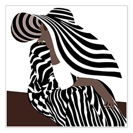 Wall print  Woman in Black Striped Fashion - ATELIER M