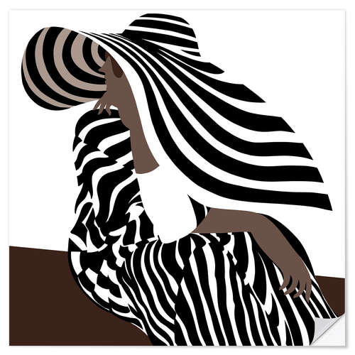 Wall sticker Woman in Black Striped Fashion