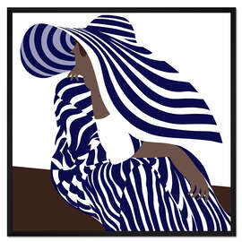 Gerahmter Kunstdruck Woman in Blue Striped Fashion