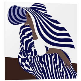 Foam board print Woman in Blue Striped Fashion