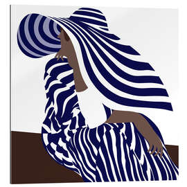 Cuadro de plexi-alu Woman in Blue Striped Fashion