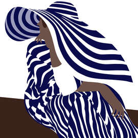 Magnettafel Woman in Blue Striped Fashion