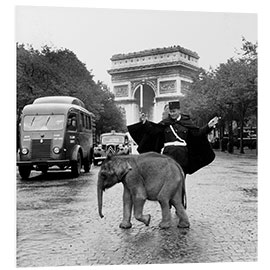 Tableau en PVC Bébé Éléphant devant l'Arc de Triomphe, Paris 1966