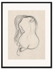 Gerahmter Kunstdruck Sitzender weiblicher Akt II, Skizzenbuchstudie