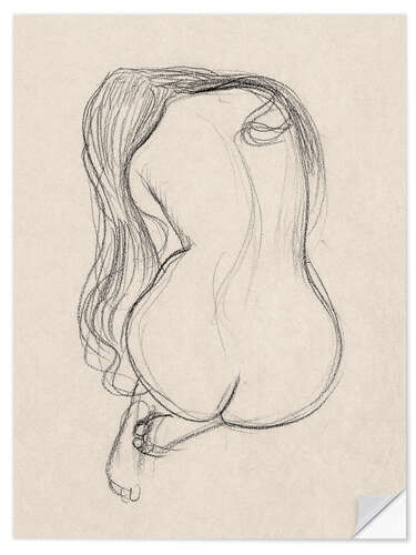 Selvklebende plakat Seated Female Nude II, Sketchbook Study