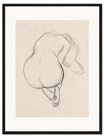 Gerahmter Kunstdruck Sitzender weiblicher Akt I, Skizzenbuchstudie