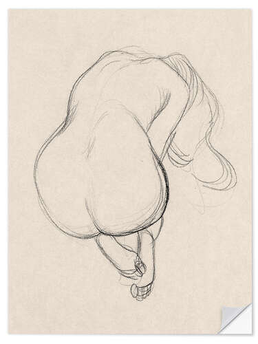 Muursticker Seated Female Nude I, Sketchbook Study