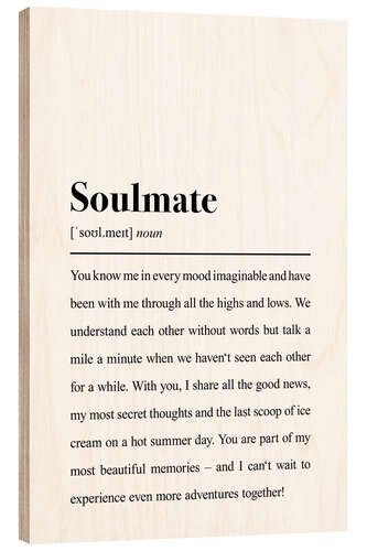 Hout print Definition of Soul Mate