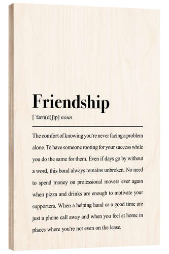 Wood print Definition Friendship