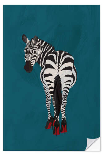 Selvklebende plakat Zebra on High Heels