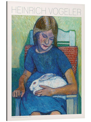 Print på aluminium Girl with White Rabbit, 1914