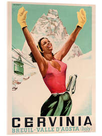 Akryylilasitaulu  Cervinia Skiing, Aosta Valley - Vintage Ski Collection