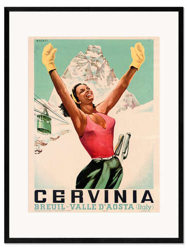 Gerahmter Kunstdruck Cervinia Ski, Aostatal