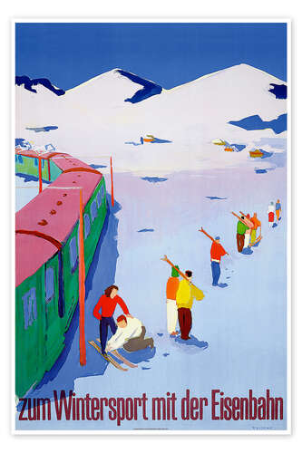 Juliste Reaching the Winter Sports by Train