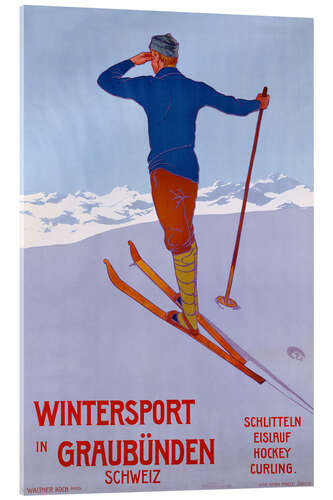 Acrylglasbild Wintersport in Graubünden, Schweiz