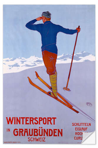 Selvklebende plakat Winter Sports in Graubünden, Switzerland