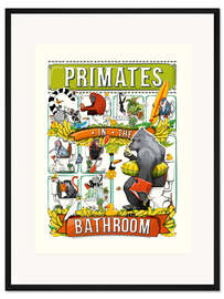 Gerahmter Kunstdruck Primates in the Bathroom