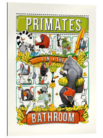 Quadro em plexi-alumínio Primates in the Bathroom