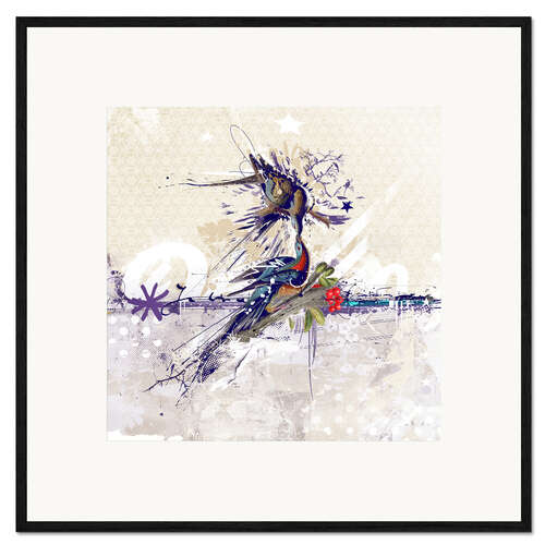 Ingelijste kunstdruk Cherry Blossom Birds, 2018