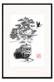Gerahmter Kunstdruck Zug und Fuji
